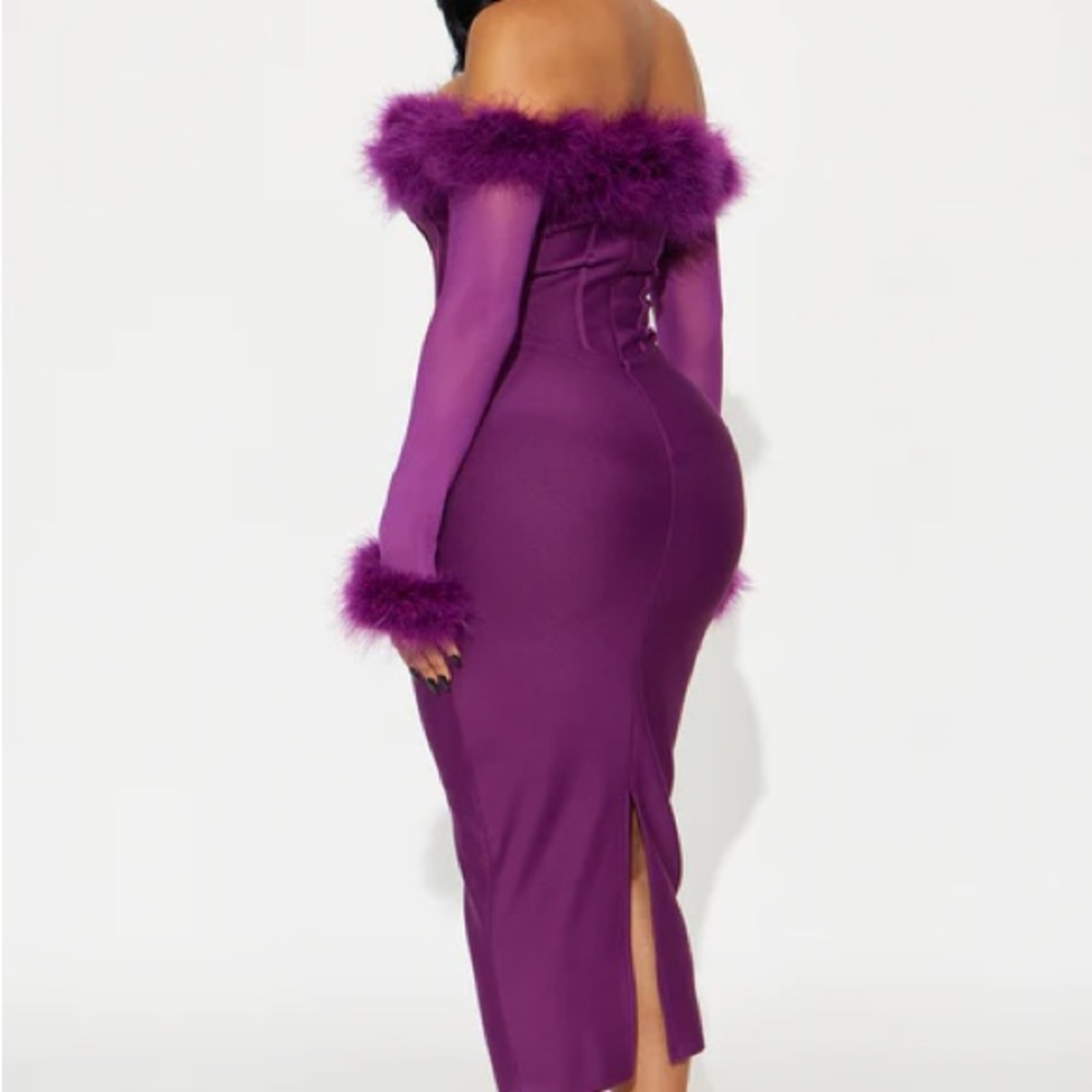 Fashion Nova Purple Off-Shoulder Midi Dress - Picture 2 of 2